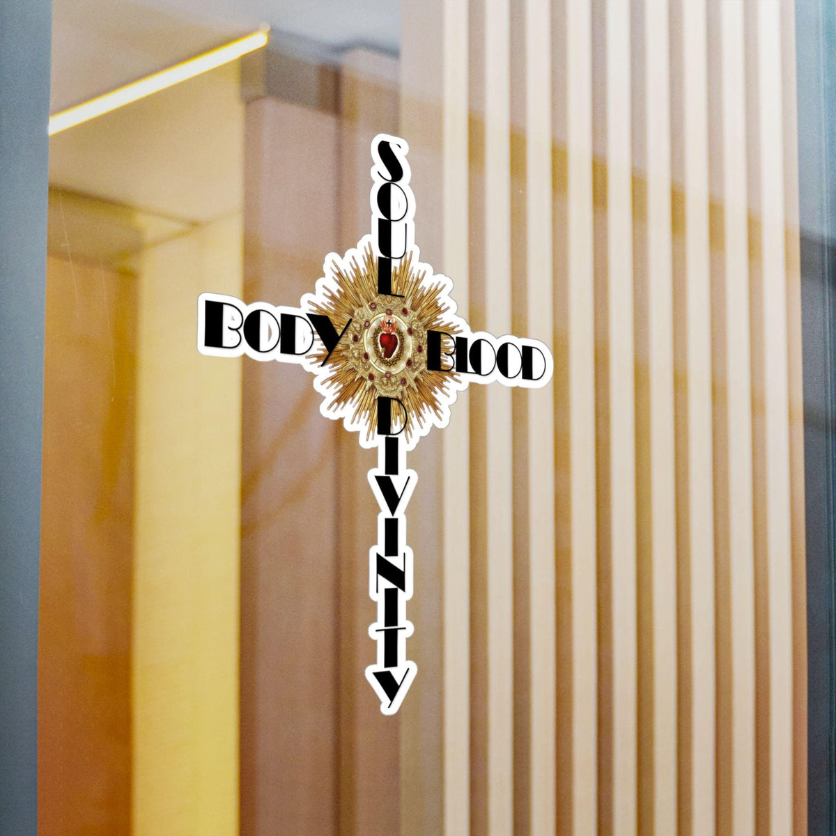 Body Blood Soul Divinity Cross Sticker, Catholic Eucharist Decal