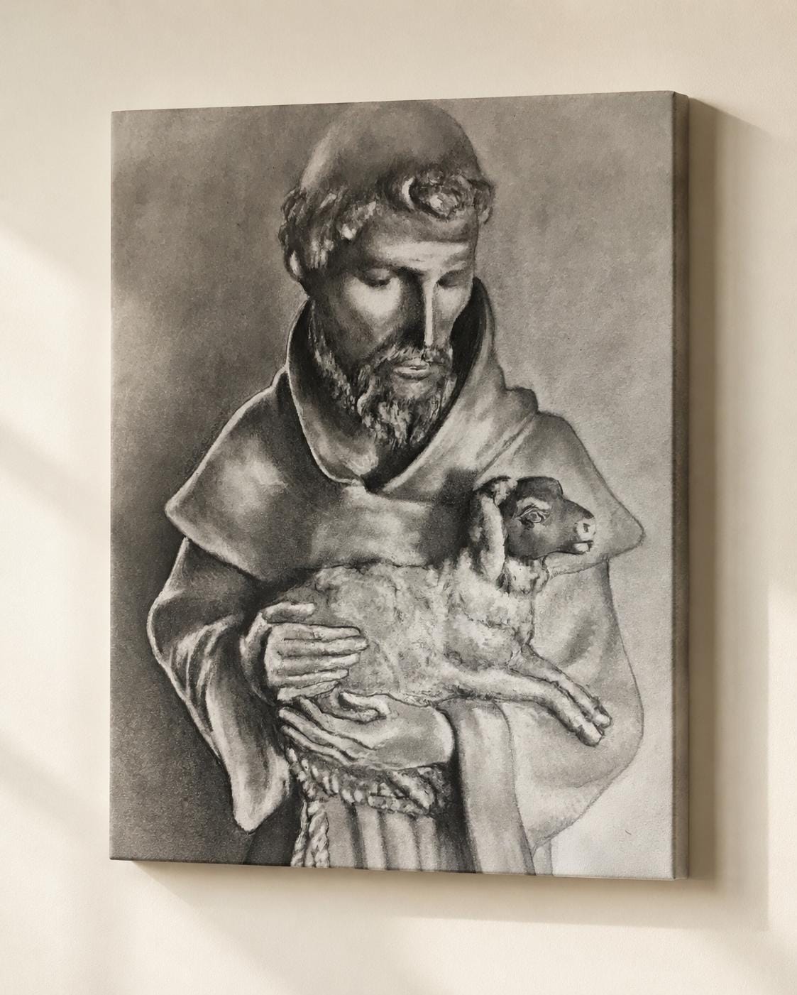 Saint Francis with Lamb canvas print — Catholic gift from Glory Be Gifts