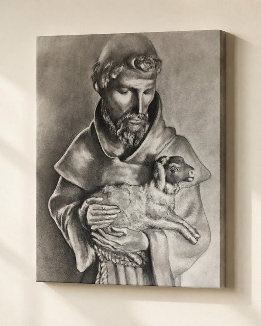 Saint Francis with Lamb canvas print — Catholic gift from Glory Be Gifts