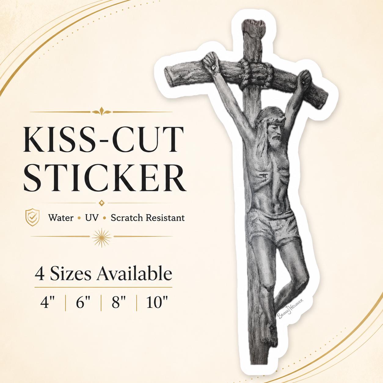Catholic Crucifix Sticker Jesus Christ Pope JPII Ars Deo Sacred Art by Brian J Kelliher Vinyl Decal Catholic Gift Car Laptop Waterbottle