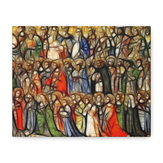 All Saints Day Art in Watercolor Inspiring Canvas Print, Catholic All Saints Canvas Art All Hallows Eve Home Decor, Catholic Devotion
