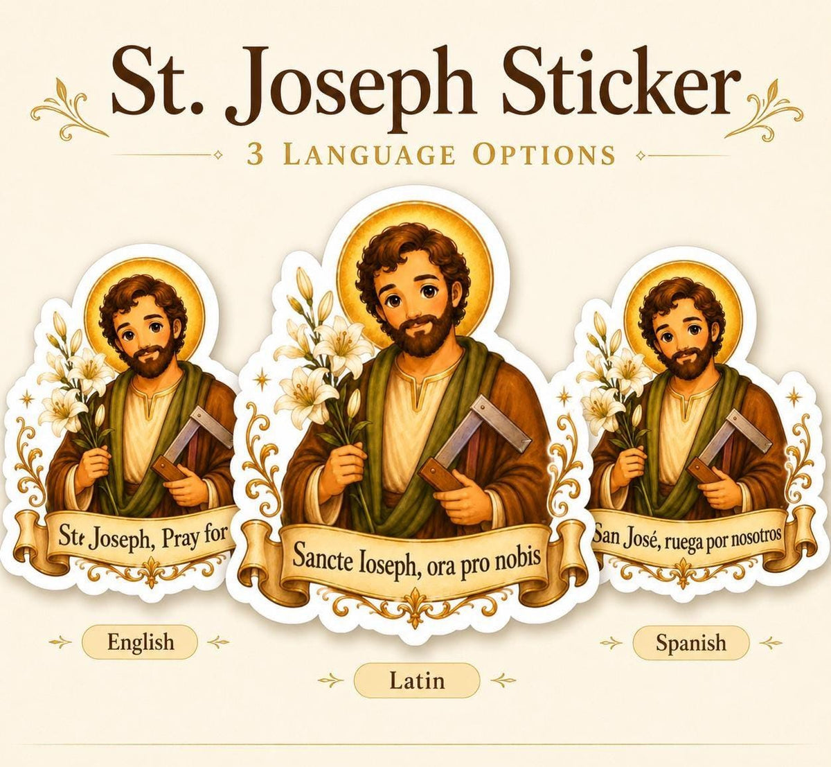 St. Joseph Die Cut Sticker, Catholic Patron of Fathers Decal
