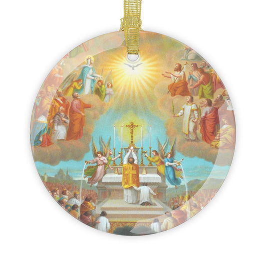 Catholic Mass Catholic Glass Christmas Ornament, Eucharist COmmunion of the Saint Gift for mom grandma wife