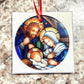 Stained Glass Nativity Ornament, Catholic Christmas Gift