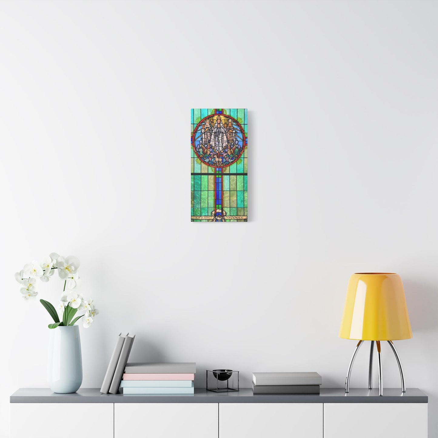 Our Lady of Knock Stained Glass Canvas Print, Catholic Art (10x20)