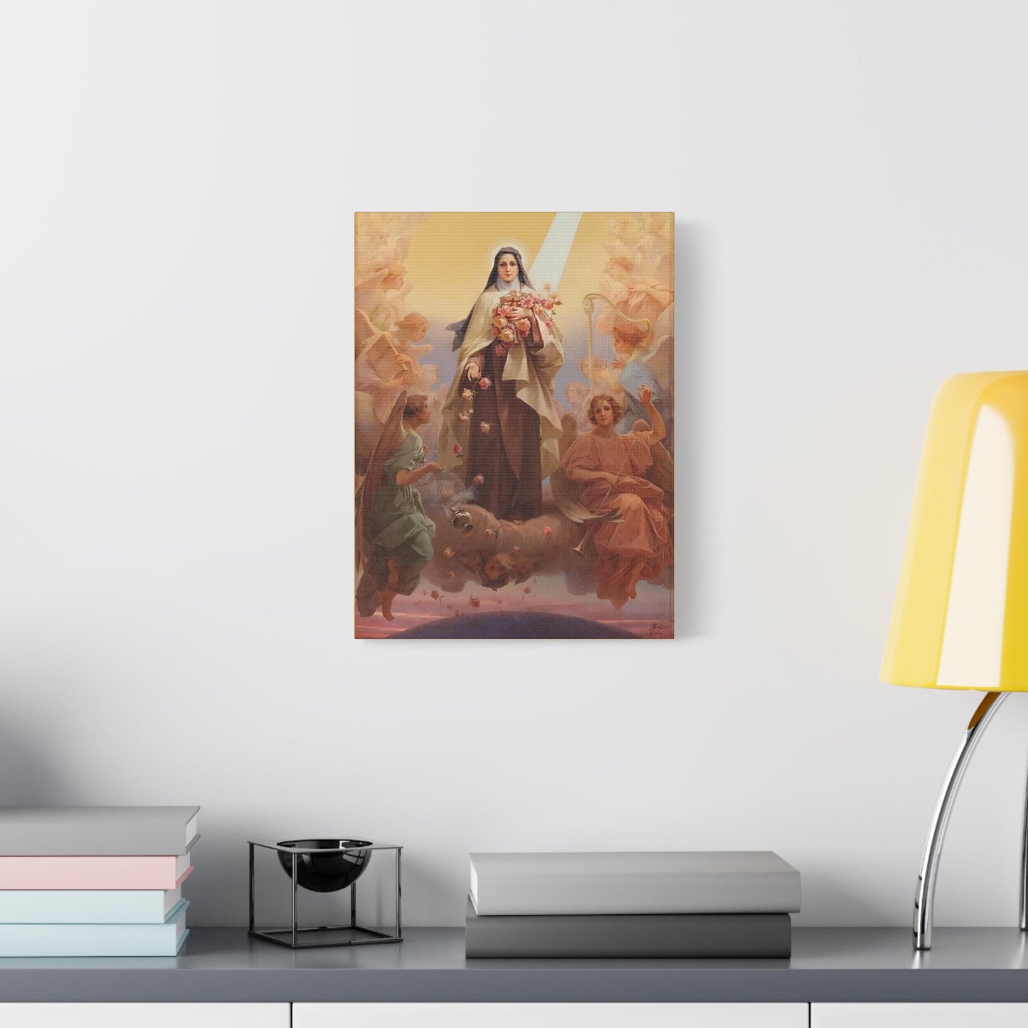 St. Thérèse of Lisieux The Little Flower Canvas Print, Catholic Saint Artwork for Christmas Gift for mom wife daugther, confirmation saint
