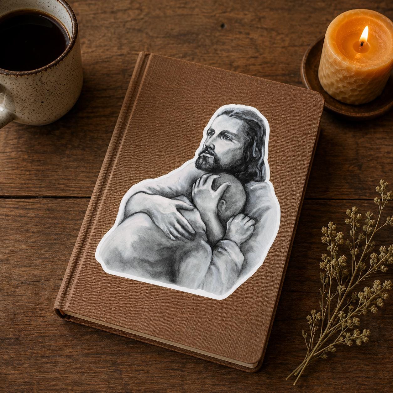 Jesus Comforting the Suffering Soul Sticker | Sacred Art by Brian Kelliher, Ars Deo