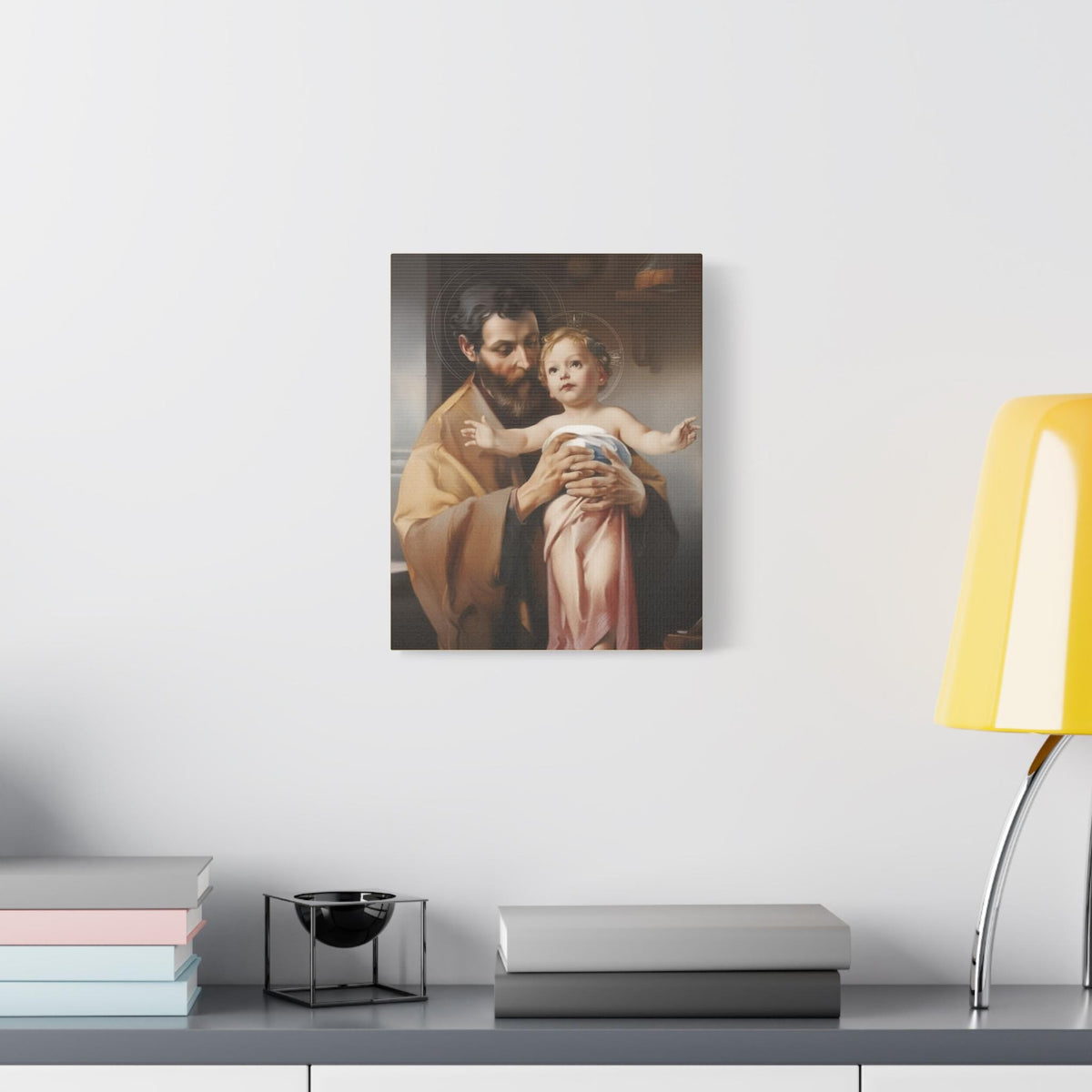 Saint Joseph Catholic Religious Canvas Wallart, Joseph and Jesus Holy Family