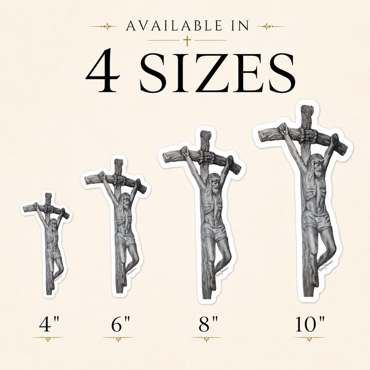 Catholic Crucifix Sticker Jesus Christ Pope JPII Ars Deo Sacred Art by Brian J Kelliher Vinyl Decal Catholic Gift Car Laptop Waterbottle