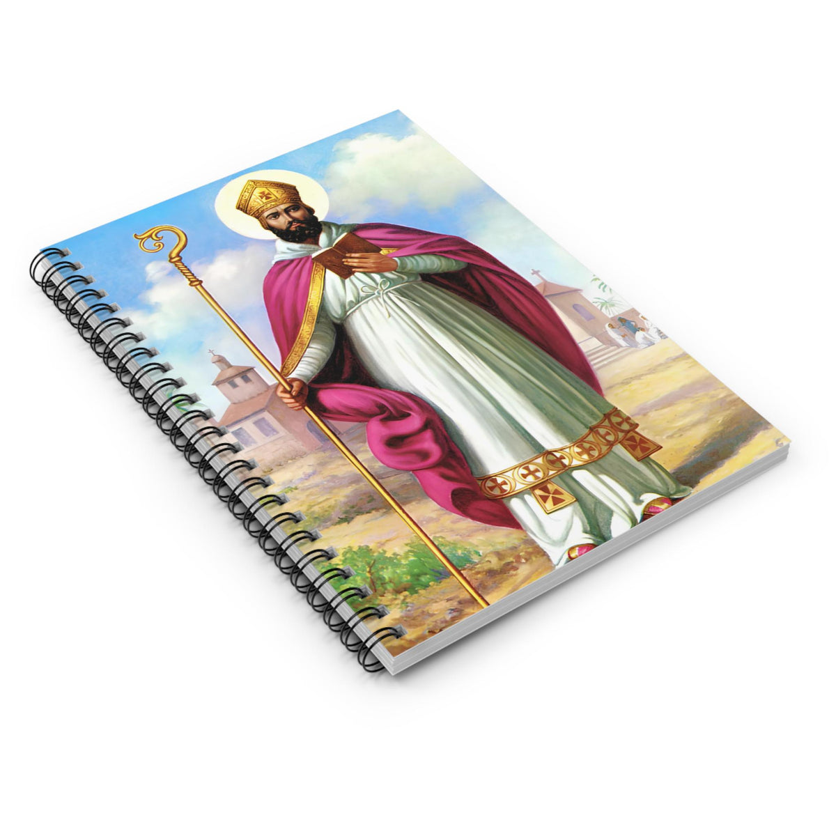 Saint Cyprian Confirmation journal, ruled Catholic adoration notebook — Catholic gift from Glory Be Gifts – view 3