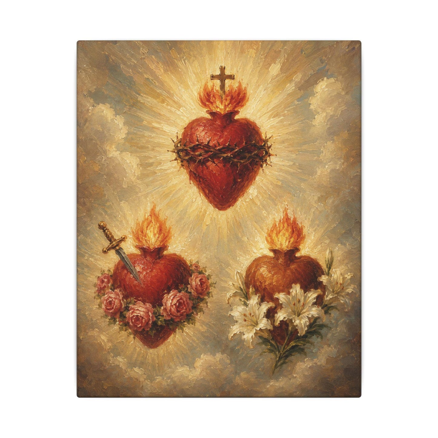 Three Hearts Canvas Print | Holy Family Wall Art
