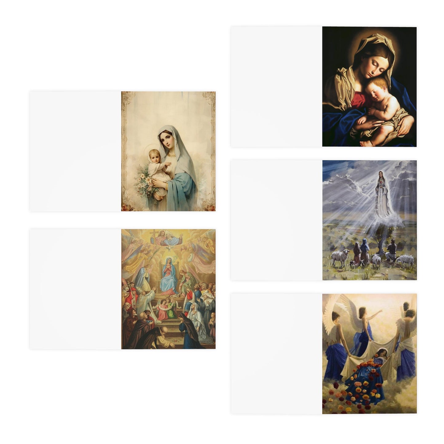 5 Marian Catholic Greeting Cards, Mary Art Birthday Anniversary Mother's Day Cards, Religious gift for Mom grandma wife girlfriend