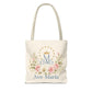 Ave Maria canvas tote bag with watercolor Marian monogram design — Catholic gift from Glory Be Gifts – view 3
