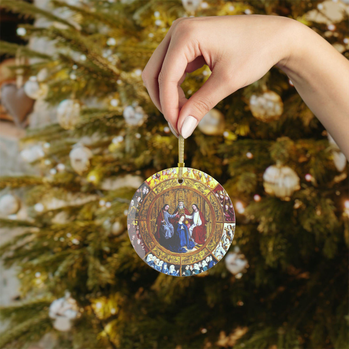 The Coronation of Mary Catholic Glass Christmas Ornament