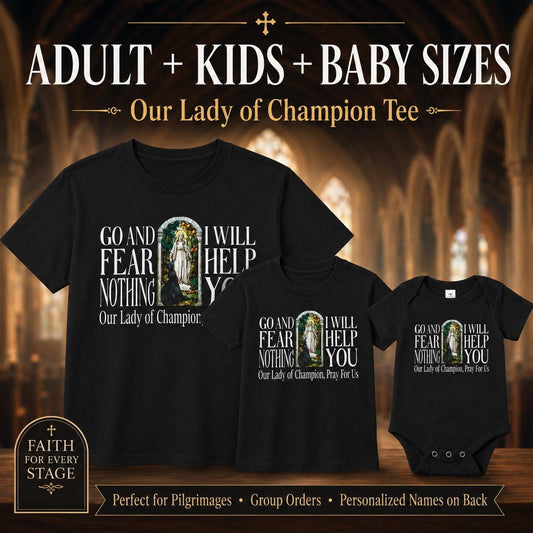 Our Lady of Champion Catholic Tee, Champion Wisconsin Shrine, Our Lady of Good Help Catholic T Shirt Gift, Marian Devotion Gift, Kids Sizes