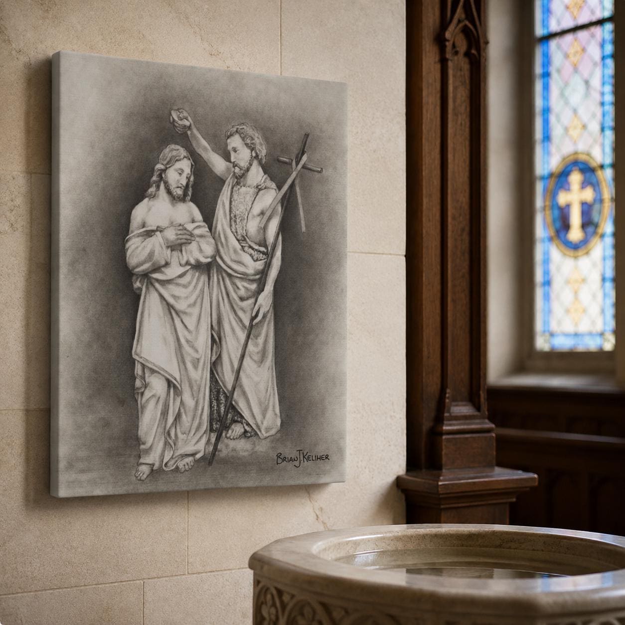 Baptism of Christ Canvas Print | Sacred Art by Brian Kelliher