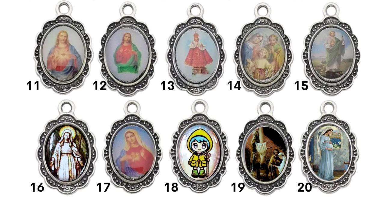 Our Lady of Guadalupe dangle earrings, zinc alloy with stainless steel hook — Catholic gift from Glory Be Gifts – view 4
