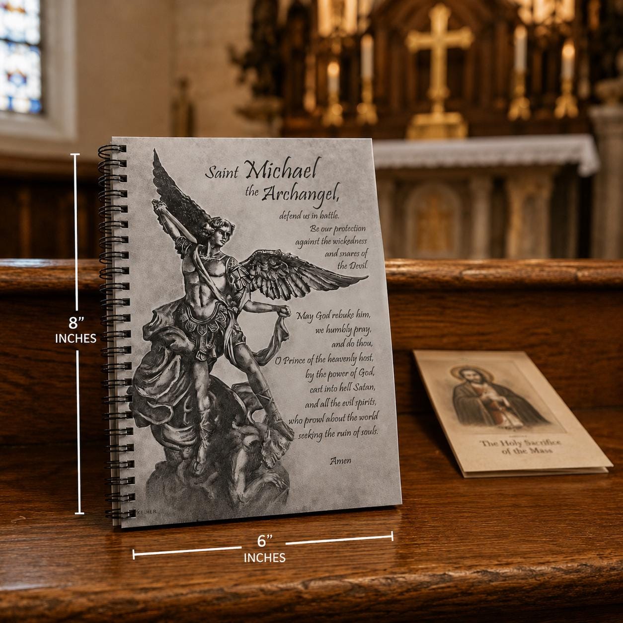 Saint Michael the Archangel prayer journal cover, Defend Us in Battle sacred art — Catholic gift from Glory Be Gifts – view 2