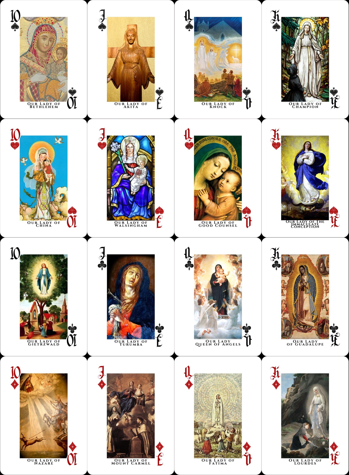 Our Lady Playing Cards, 52 Unique Marian Images