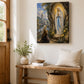 Our Lady of Lourdes canvas print, apparition to St. Bernadette at the grotto — Catholic gift from Glory Be Gifts – view 3