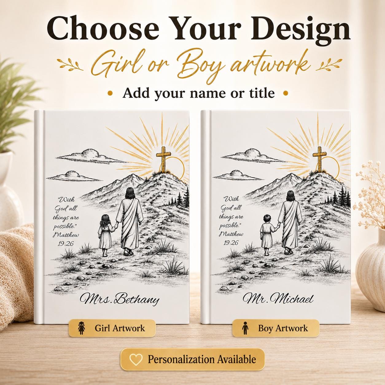 Personalized Walking with Jesus Hardcover Journal | Faith Gift