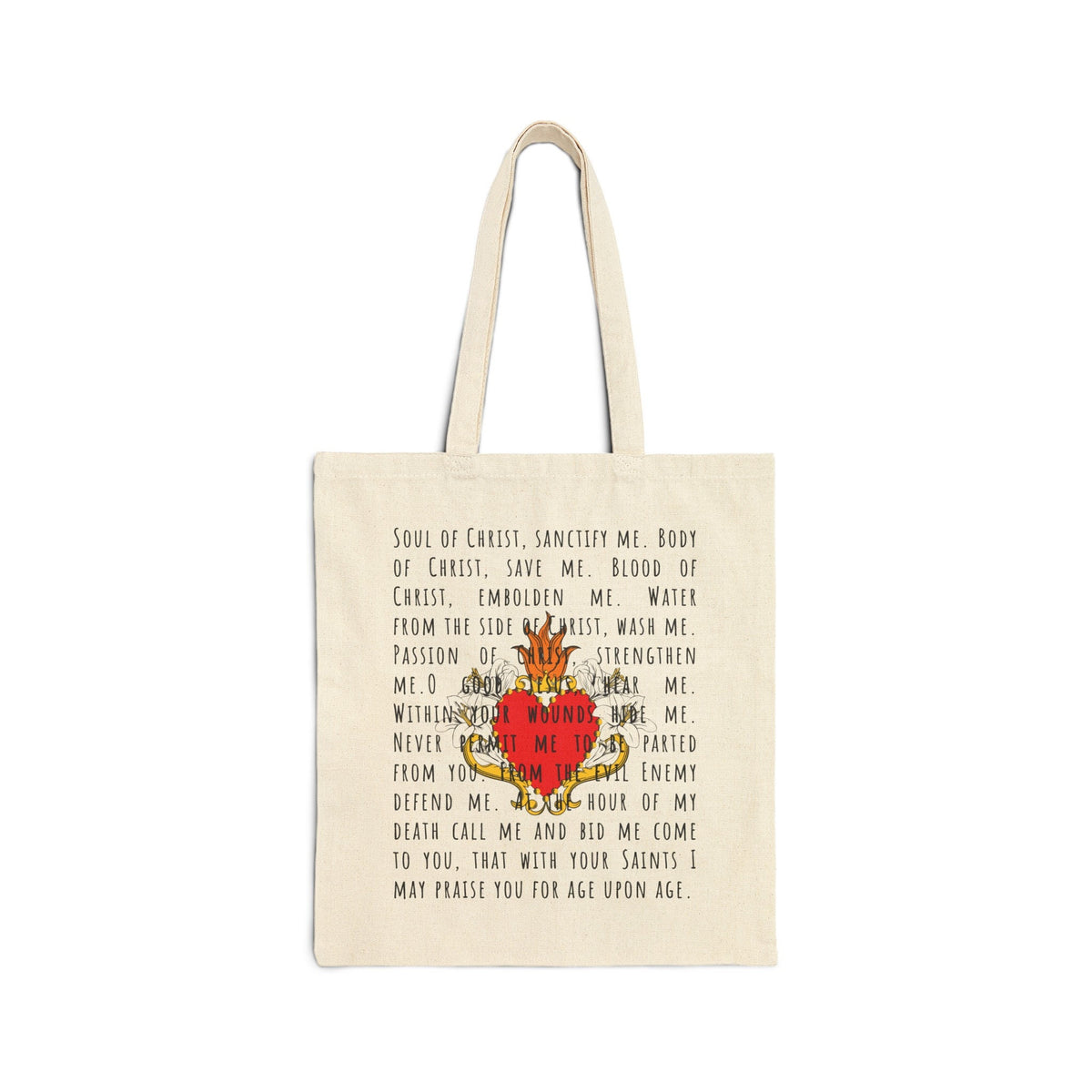 Anima Christi Prayer Tote Bag, Catholic Canvas Tote