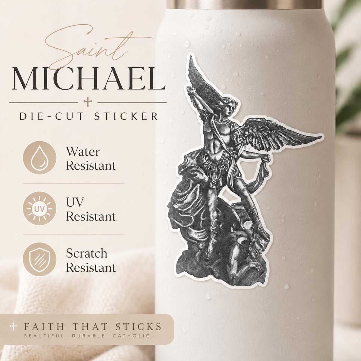 St Michael Archangel Die Cut Sticker, Catholic Faith Decal