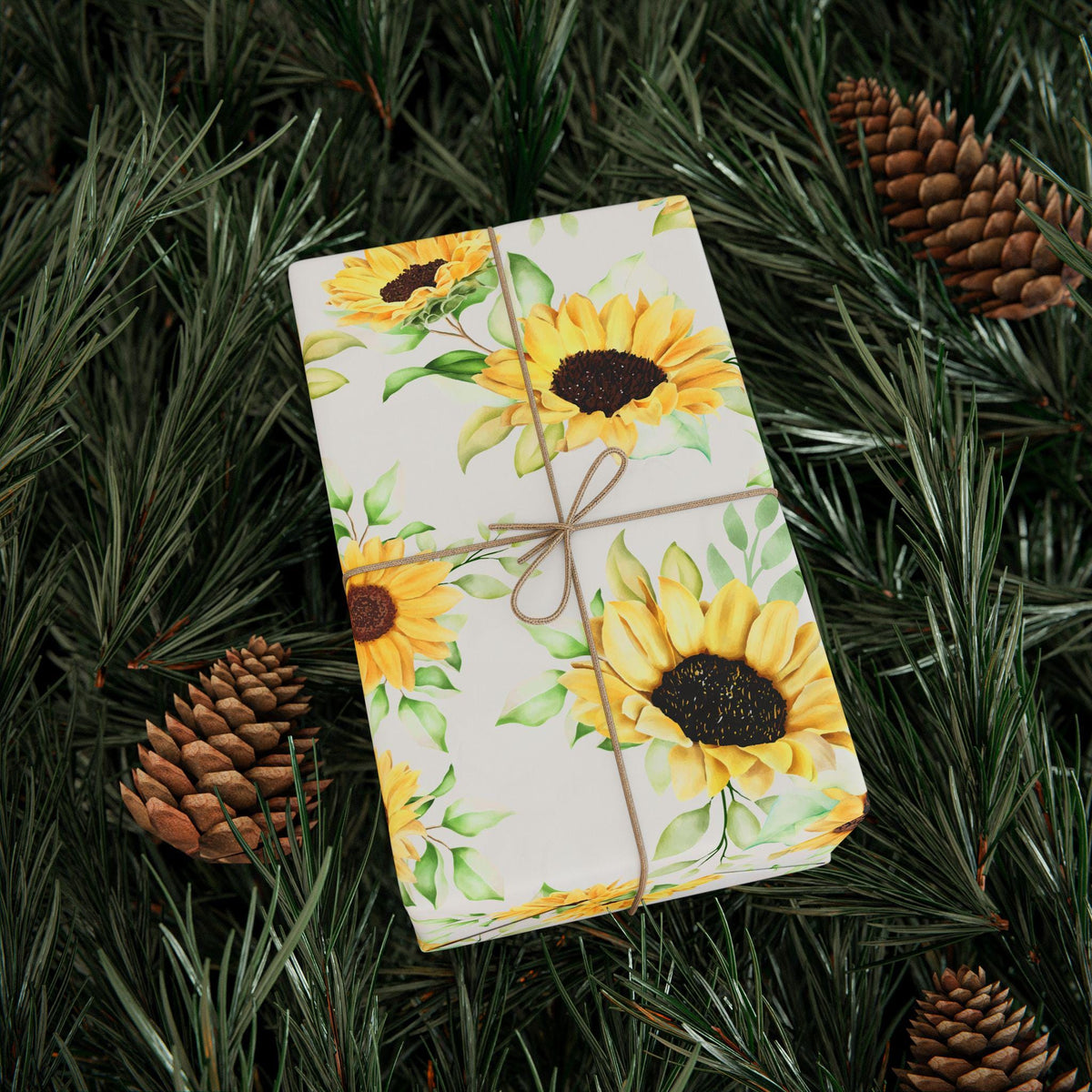 Sunflower pattern Christmas gift wrap roll, floral holiday wrapping paper — from Glory Be Gifts – view 5