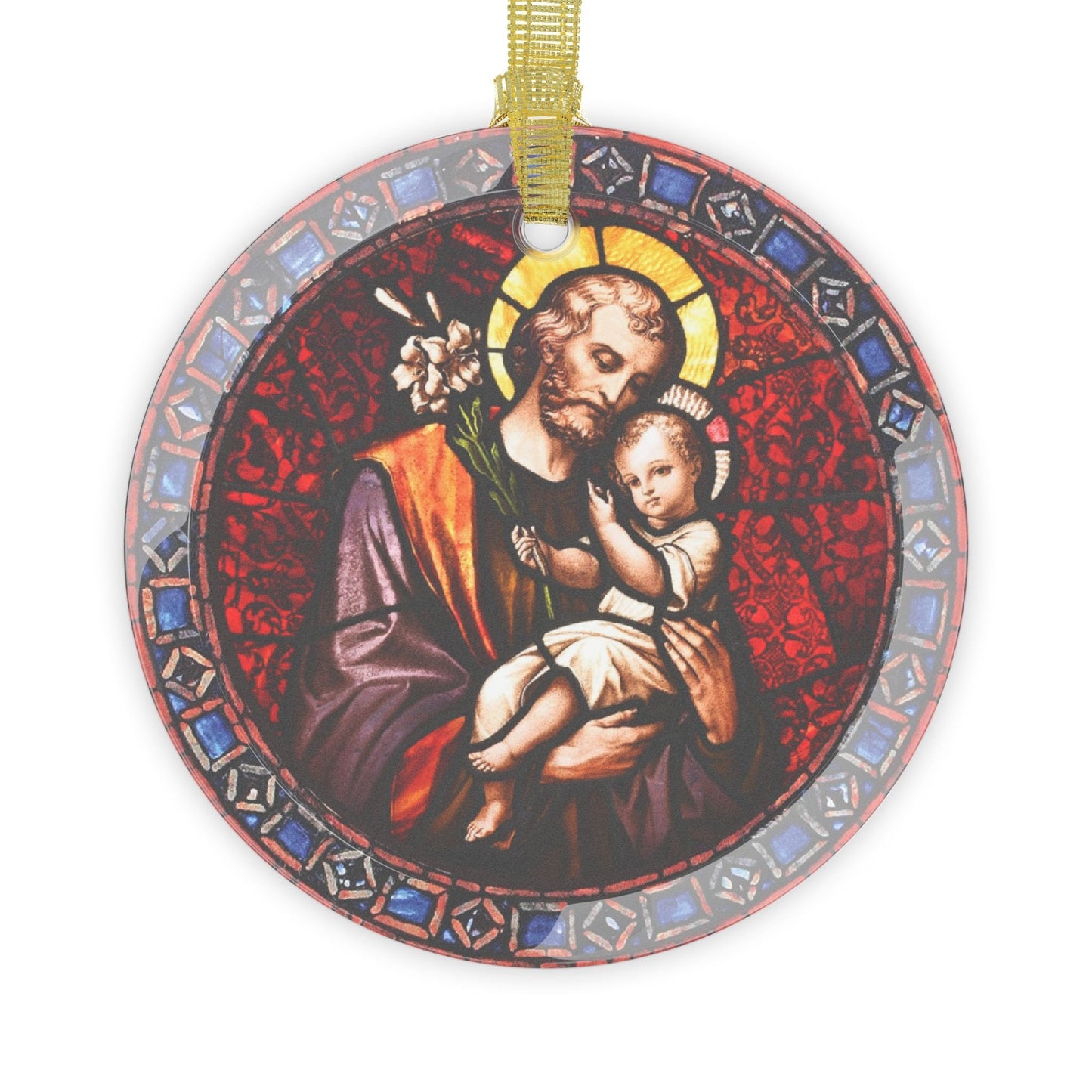 Saint Joseph Stained Glass Ornament, Catholic Christmas Gift