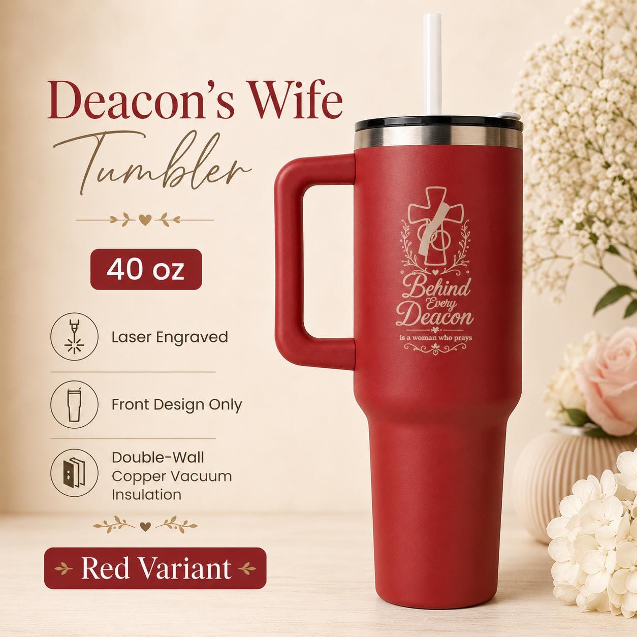 Deacon's Wife Tumbler 40oz | Catholic Ordination Gift