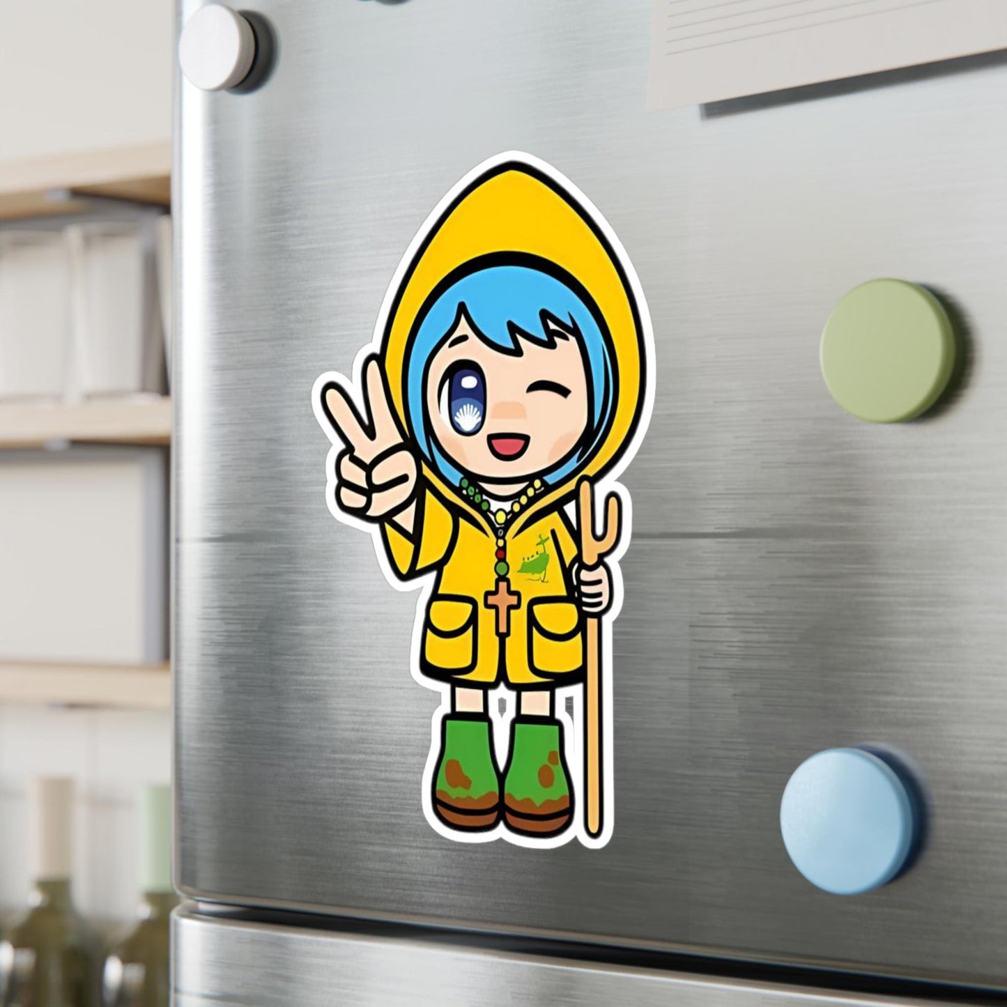 Luce winking Jubilee Year mascot sticker, waterproof vinyl decal — Catholic gift from Glory Be Gifts – view 5