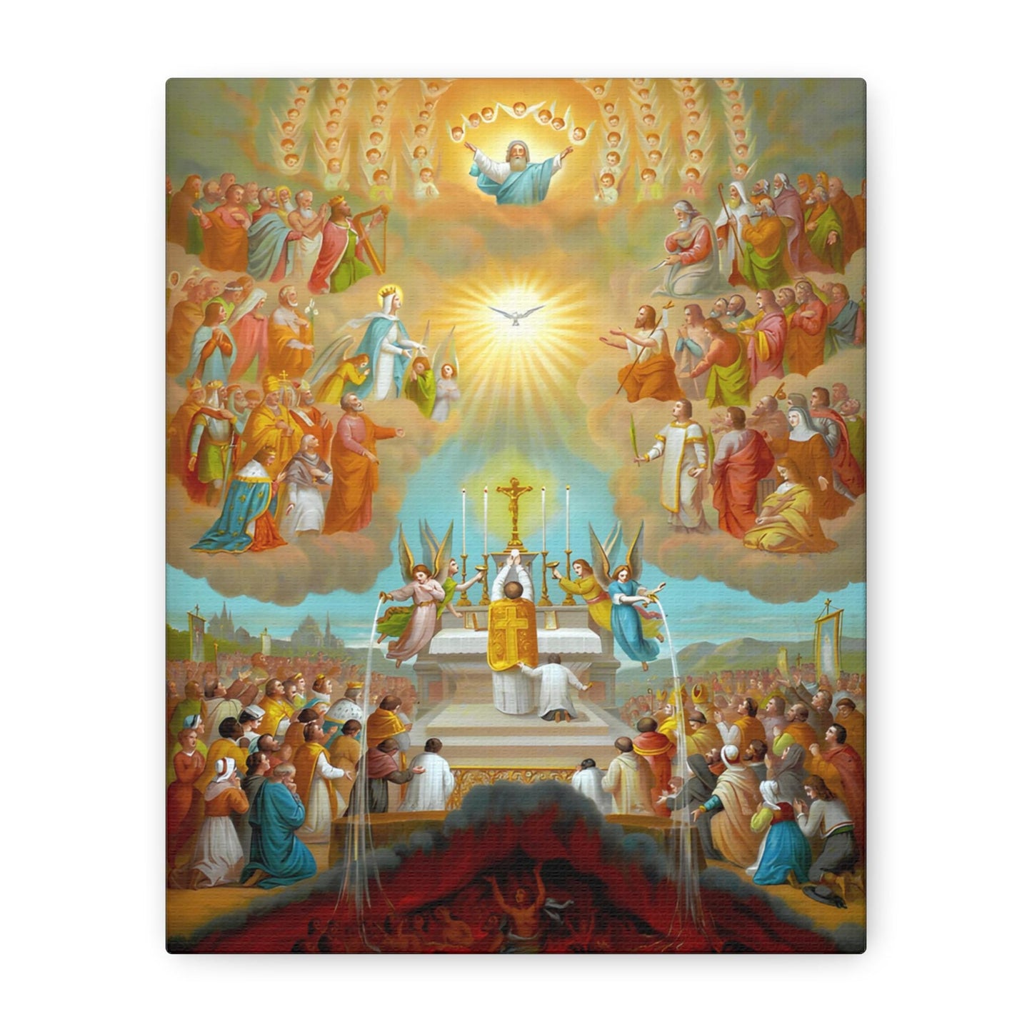 Communion of Saints Canvas, Catholic Mass Art, Holy Souls