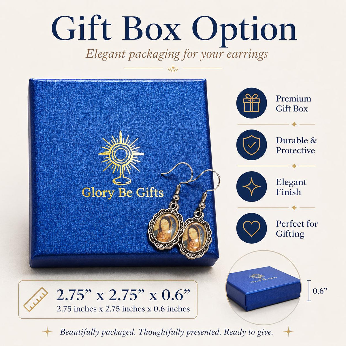Catholic saint medal earrings — additional product photo