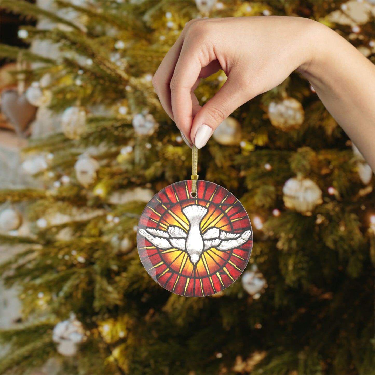 St Peter's Basilica Holy Spirit Glass Ornament, Confirmation Gift