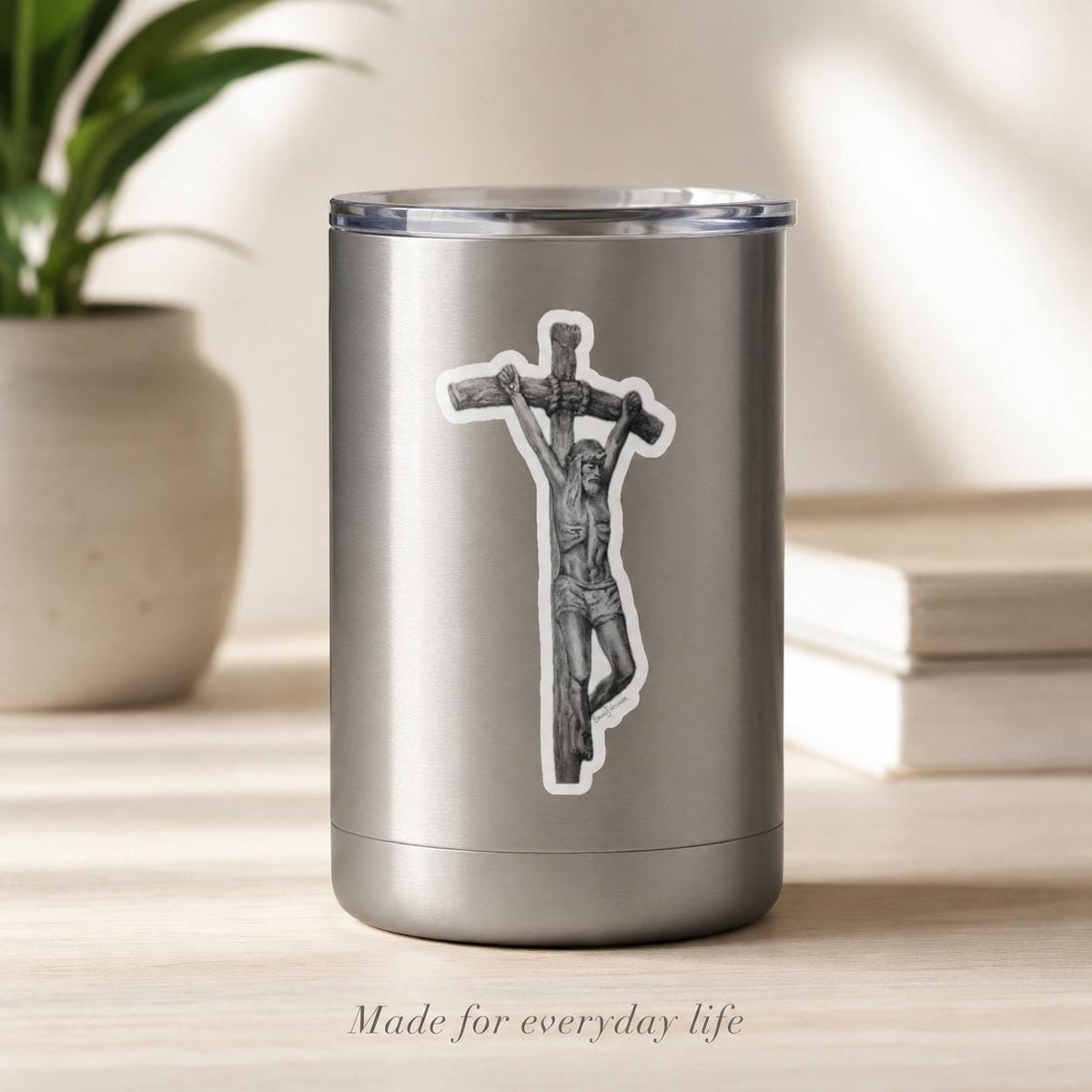 Catholic Crucifix Sticker Jesus Christ Pope JPII Ars Deo Sacred Art by Brian J Kelliher Vinyl Decal Catholic Gift Car Laptop Waterbottle