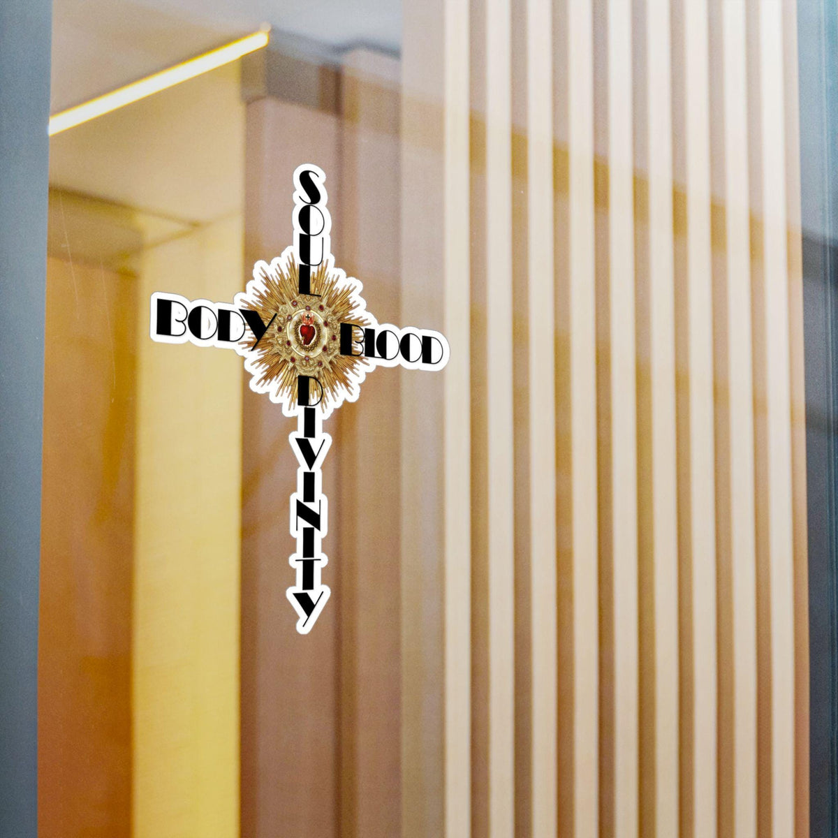 Body Blood Soul Divinity Cross Sticker, Catholic Eucharist Decal