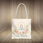 Ave Maria canvas tote bag with watercolor Marian monogram design — Catholic gift from Glory Be Gifts – view 2