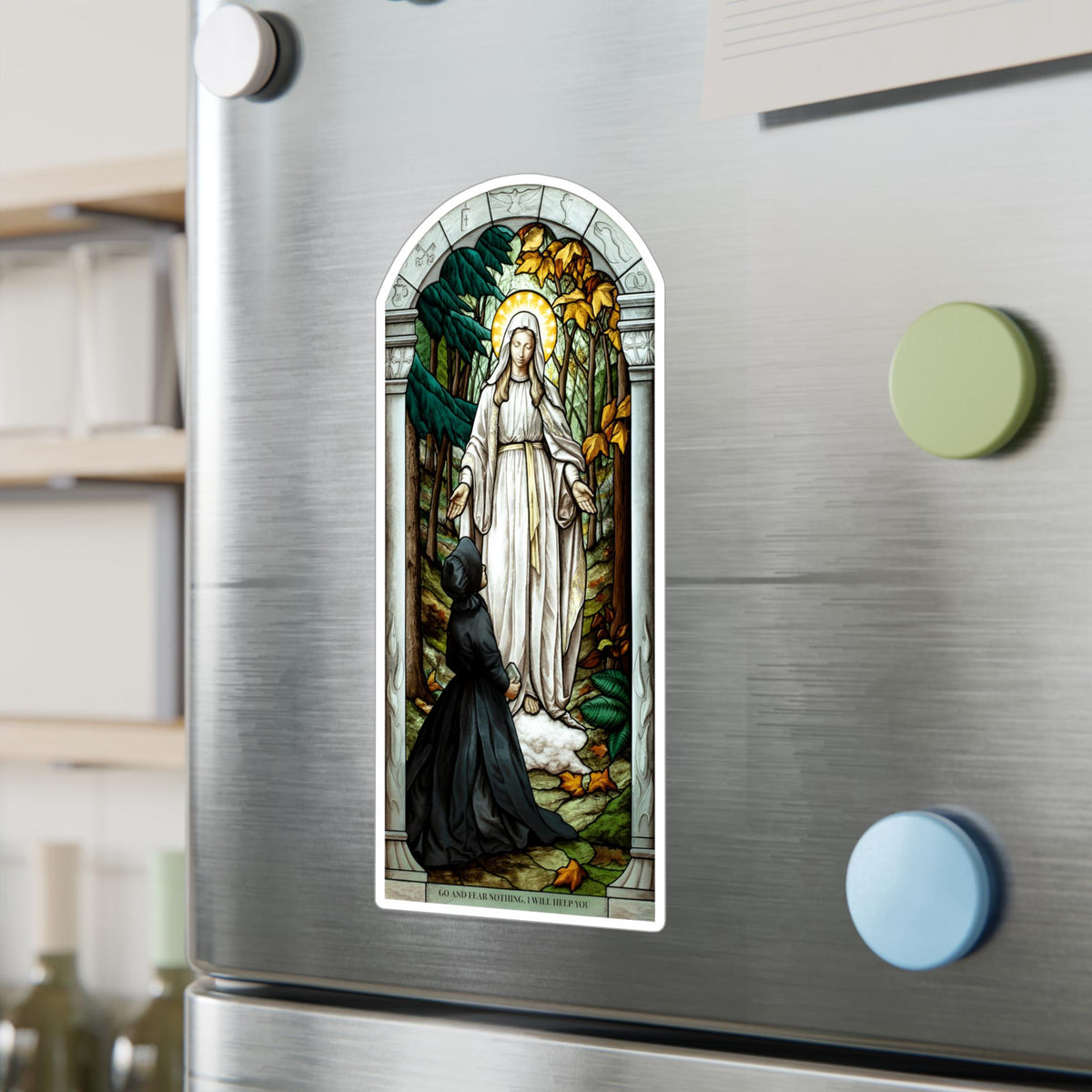 Our Lady of Champion Vinyl Sticker, Catholic Shrine Art