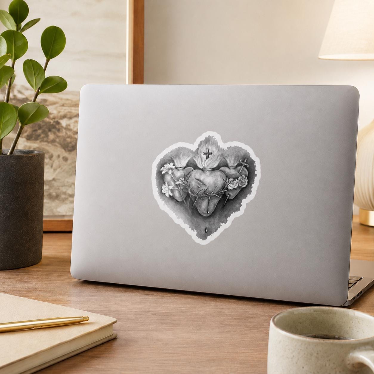 Three Hearts Sticker | Holy Family Sacred Art by Brian Kelliher
