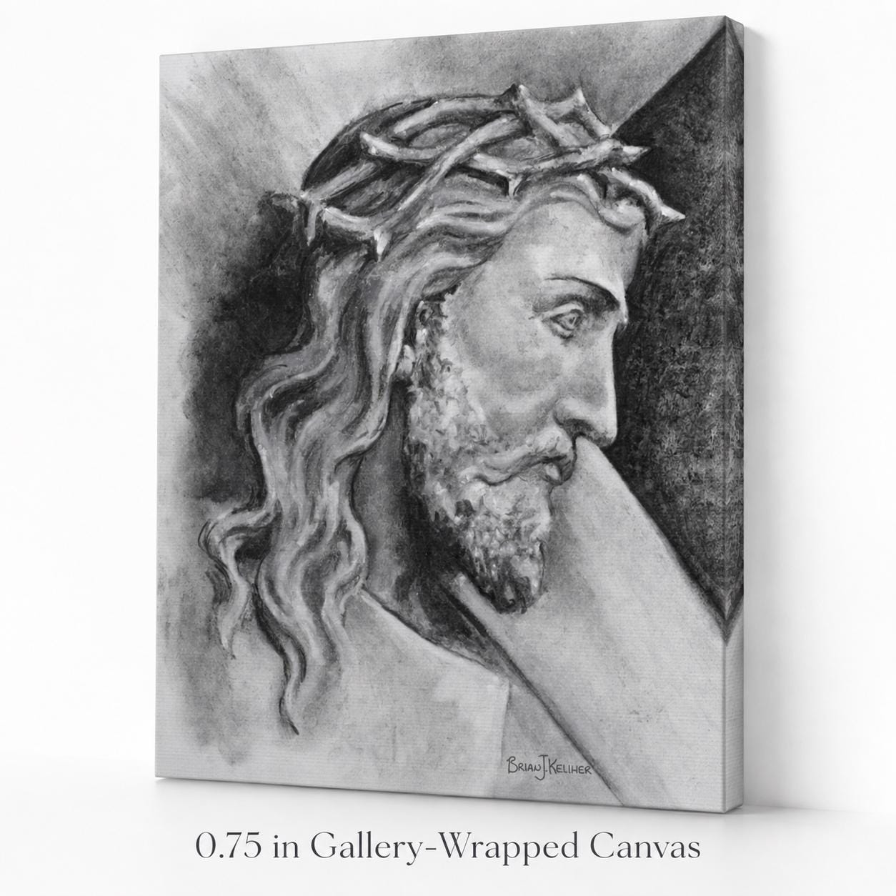 Shoulder the Cross canvas print, Christ carrying the cross sacred art sketch — Catholic gift from Glory Be Gifts – view 5