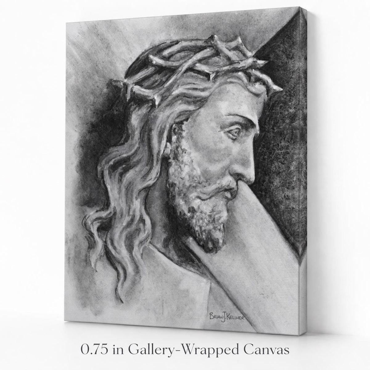 Shoulder the Cross canvas print, Christ carrying the cross sacred art sketch — Catholic gift from Glory Be Gifts – view 5