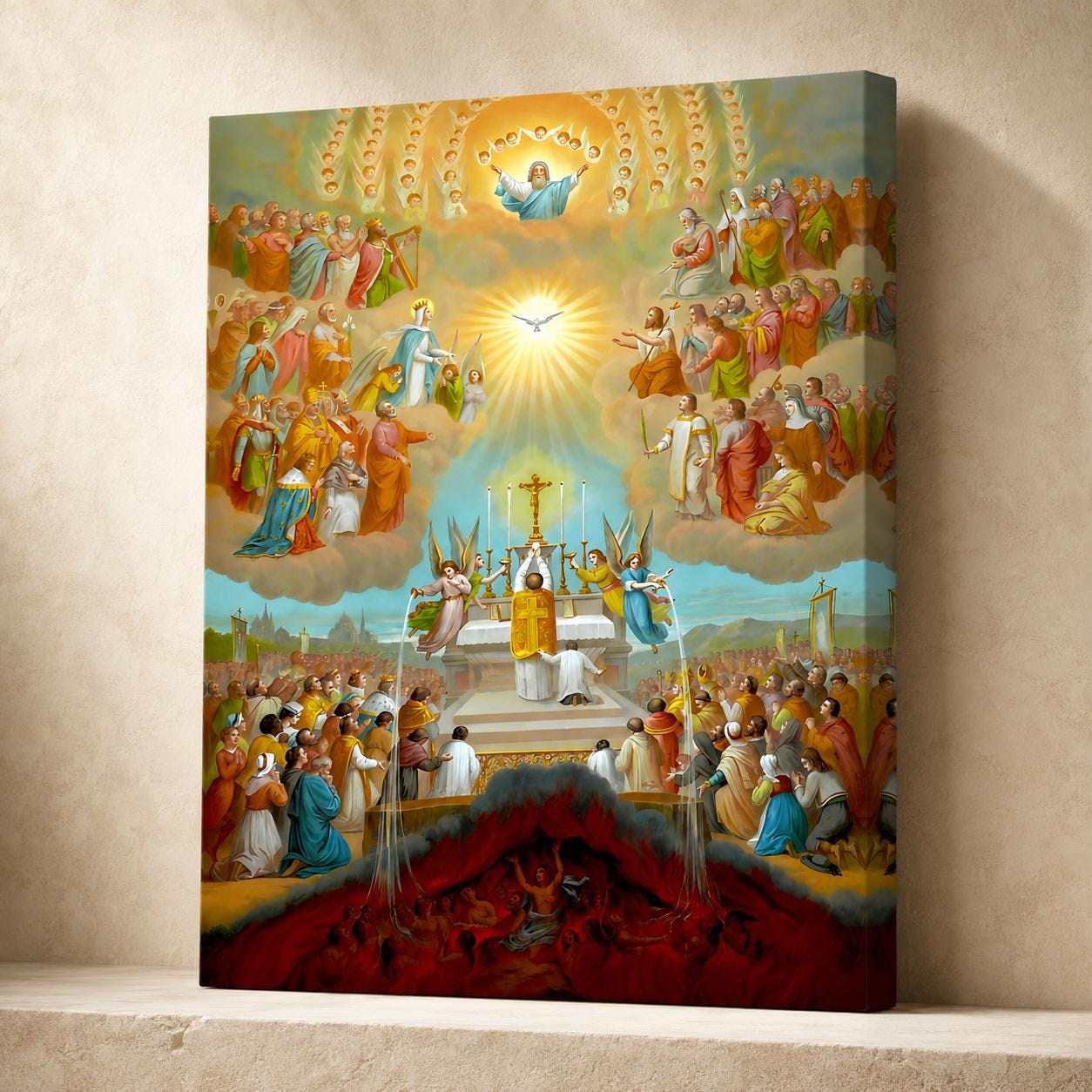 Communion of Saints Canvas, Catholic Mass Art, Holy Souls